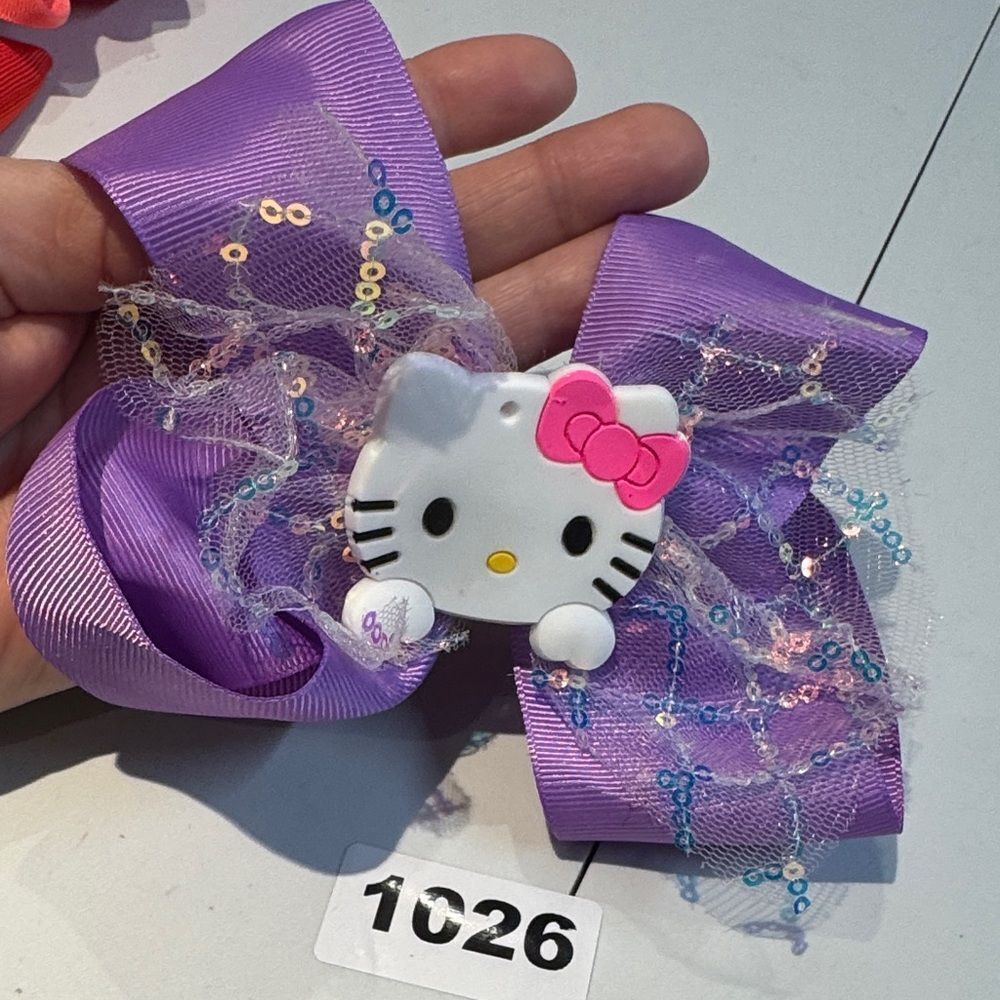 1026 Purple Color Hello Kitty Hair Bow‎ Alligator Clip